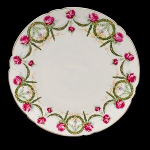 Weimar Germany Antique Floral Dessert Platter 12” Floral Porcelain Dish